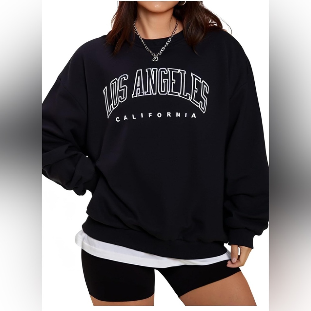 Navy Blue Los Angeles California Sweatshirt crew neck women’s size M SHEIN A0176